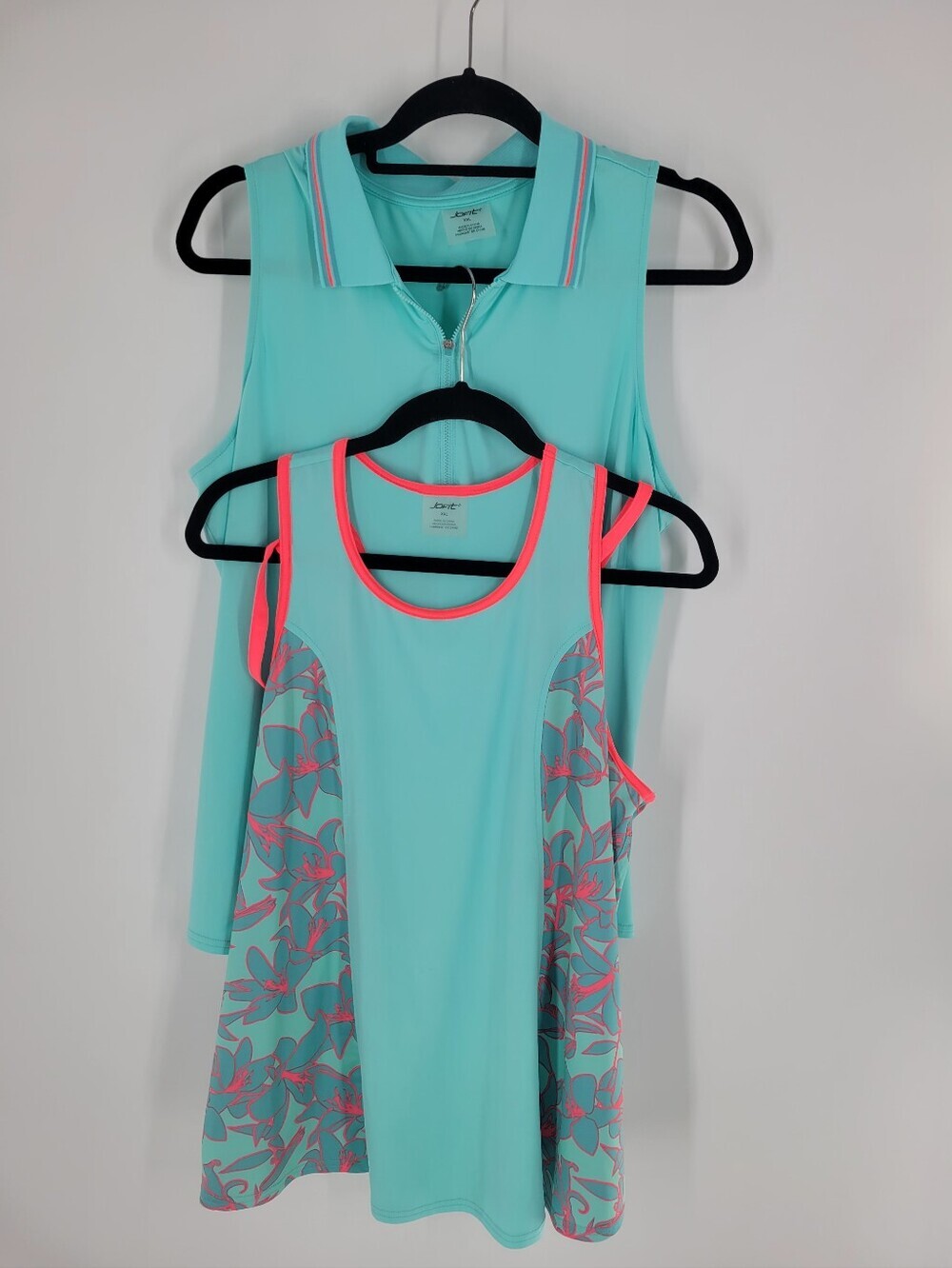 Jofit Aqua Tank with Hot Coral Trim and Floral Side Panels Size XXL Set of 2